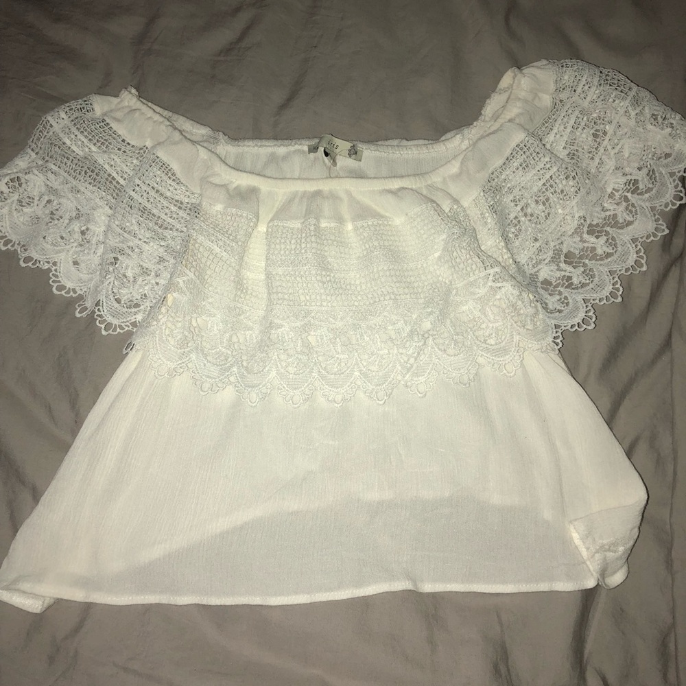 Off the shoulder white shirt